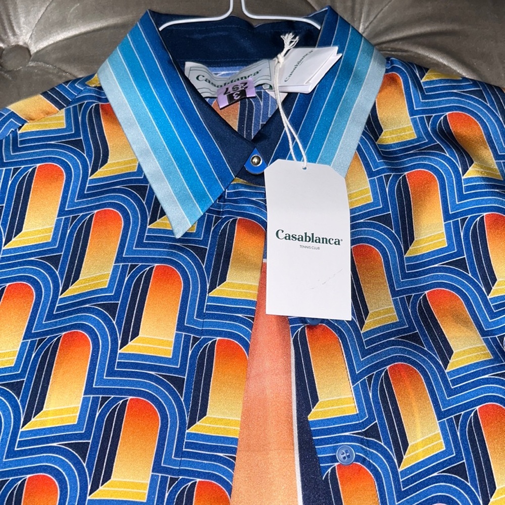 Long sleeve women’s Casablanca printed silk shirt l’Archie de nuit size 40(uk12)